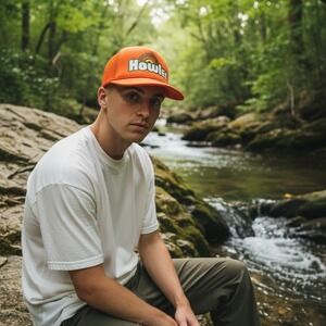 Howler Brothers Orange Retro Rainbow Logo Mesh Trucker Hat Snapback Cap Mens